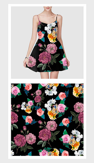 黑底简约植物系列花卉服装设计下载-编号20268009-植物元素-我图网