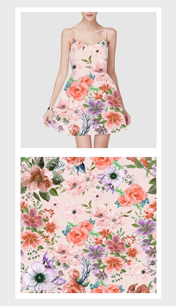 简约植物系列花卉休闲服装设计图案