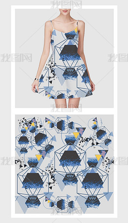 现代时尚潮牌数码几何纹样图案印花下载-编号20269670-几何元素-我