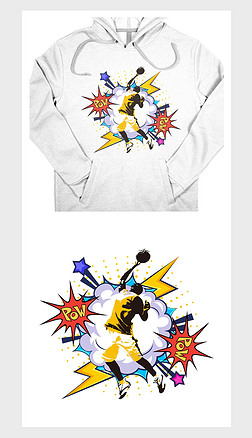 动漫闪电服装印花图案|彩色潮流闪电篮球图案卫衣
