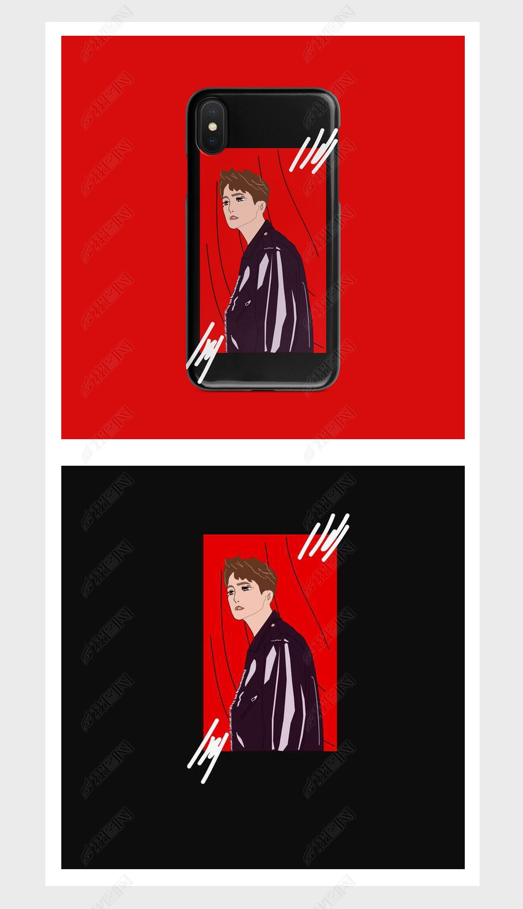 黑红简约日韩风男孩插画下载-编号20278928-人物元素-我图网