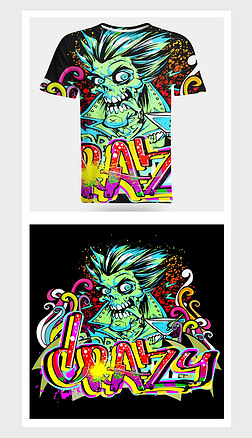 人头创意服装印花图案|手绘人头创意个性潮流图案t恤