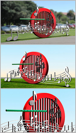 清风雅韵廉政文化墙音乐雕塑音乐小品造型党风廉政建设五线谱音符雕塑