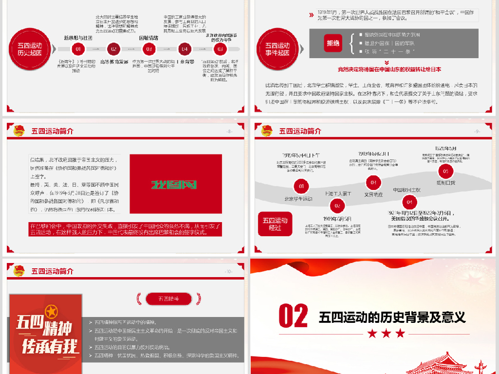 2019年五四青年节纪念五四运动100周年PPT