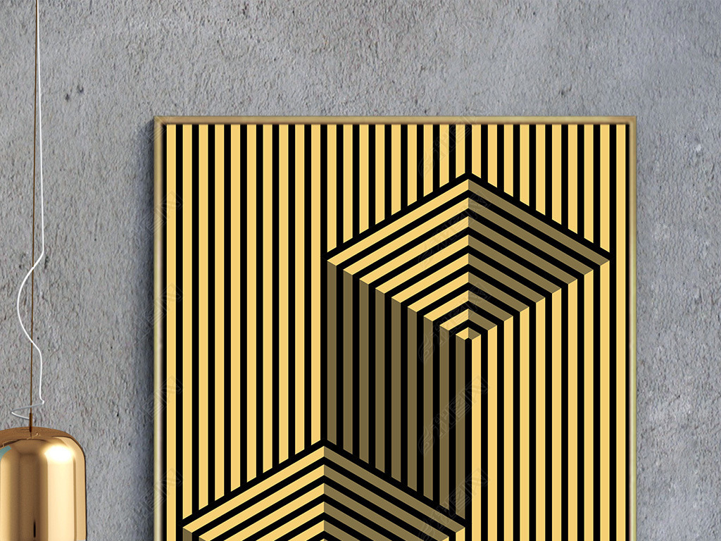 现代简约抽象立体几何线条艺术装饰画