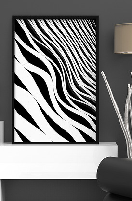 大气简约黑白色调几何曲线抽象艺术装.