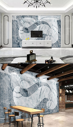 爵士白大理石纹现代简约抽象几何电视背景墙