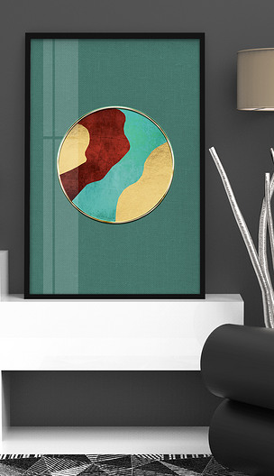 现代简约创意抽象艺术线条几何色块装饰画