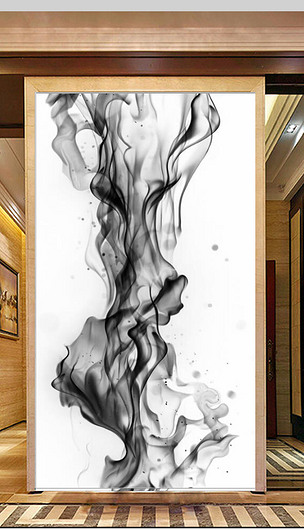 新中式抽象水墨烟雾玄关装饰画