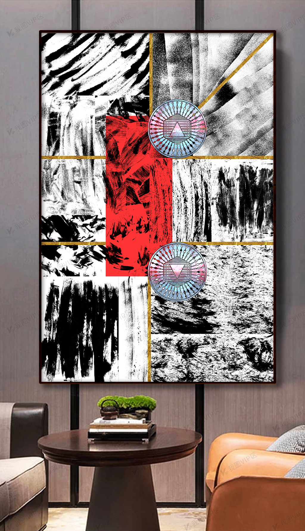 现代简约创意手绘水墨墨迹抽象艺术装饰画图片素材(其他格式)免费下载