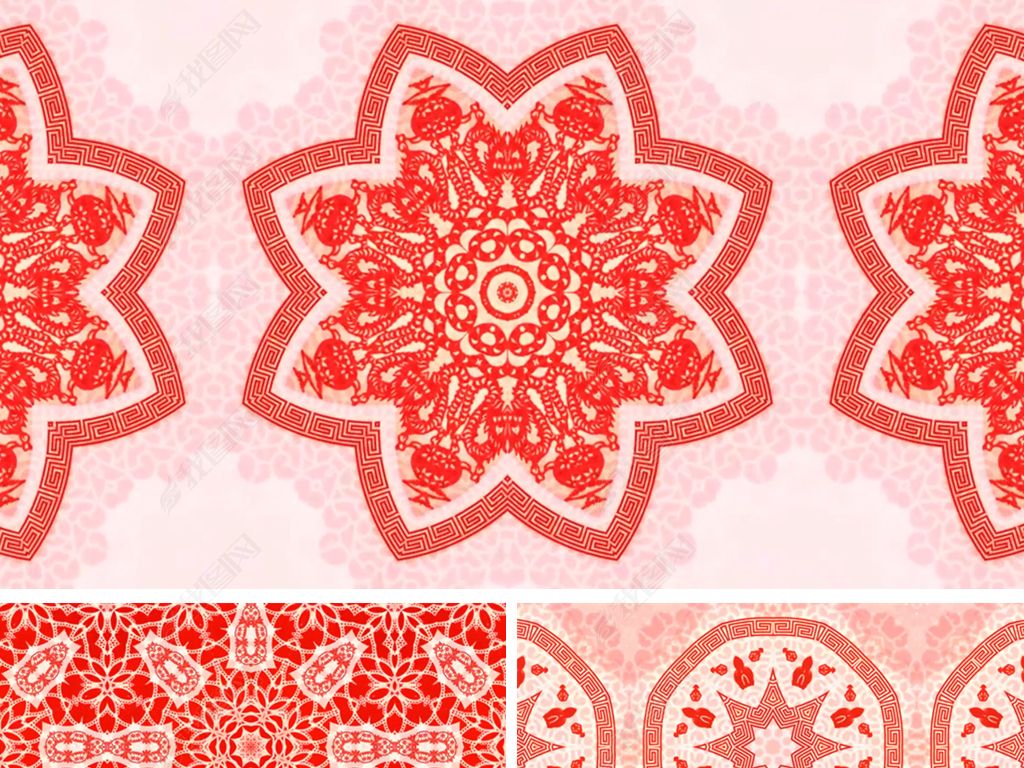 剪纸姑娘背景中国风led大屏幕视频少儿舞蹈背