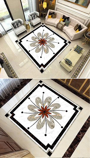 现代简约石纹水刀拼花地砖瓷砖图案