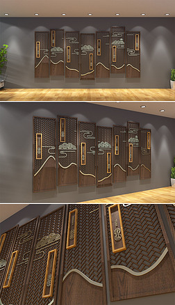 古典中式企业文化墙木艺雕刻形象墙中式形象墙