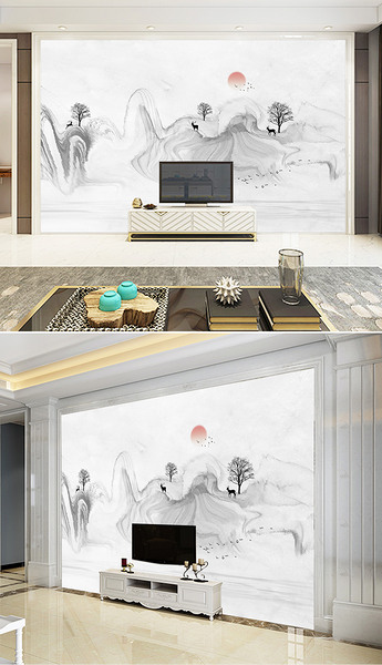 手绘意境爵士白山水大理石纹下载-编号20315506-大理石背景墙-我图网