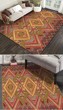 欧美复古抽象几何民族图案土耳其客厅地毯