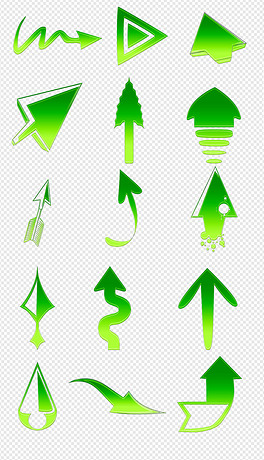 手绘卡通绿色箭头立体上升下降箭头符号免抠元素