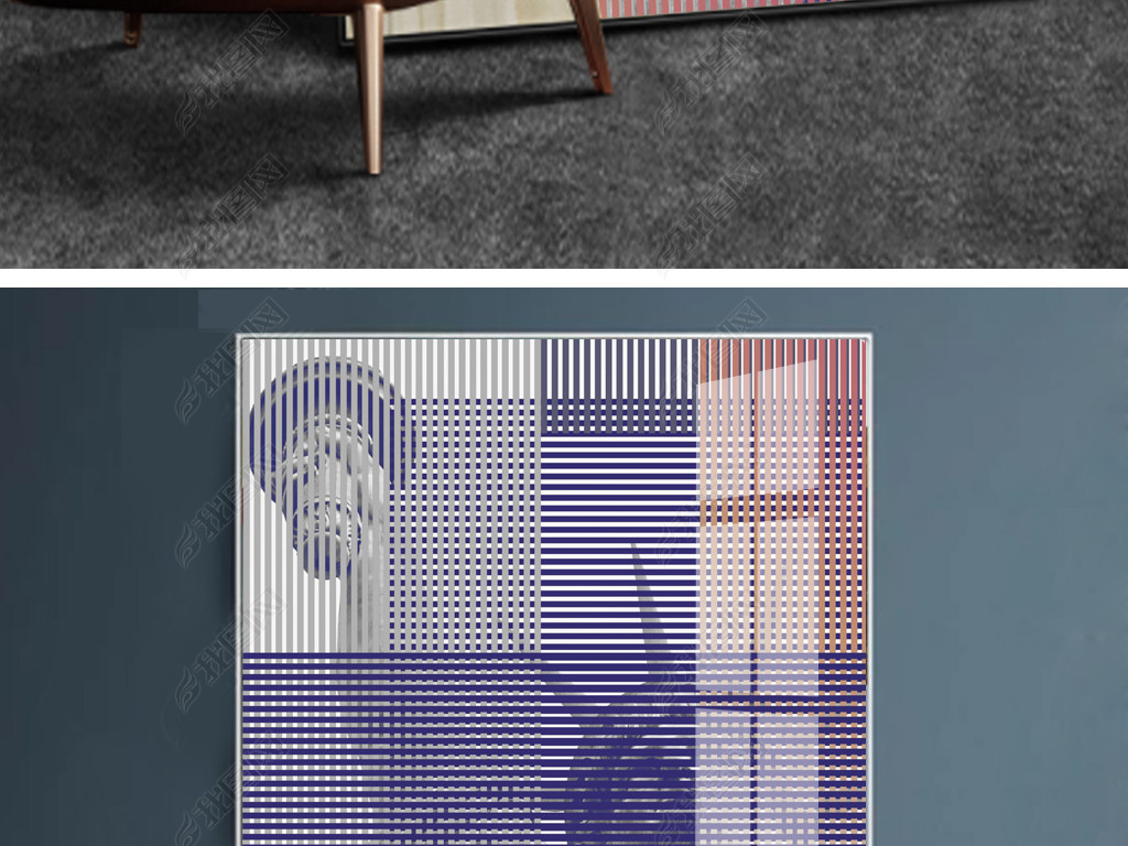 自由女神抽象线条编织纹美式当代艺术无框画