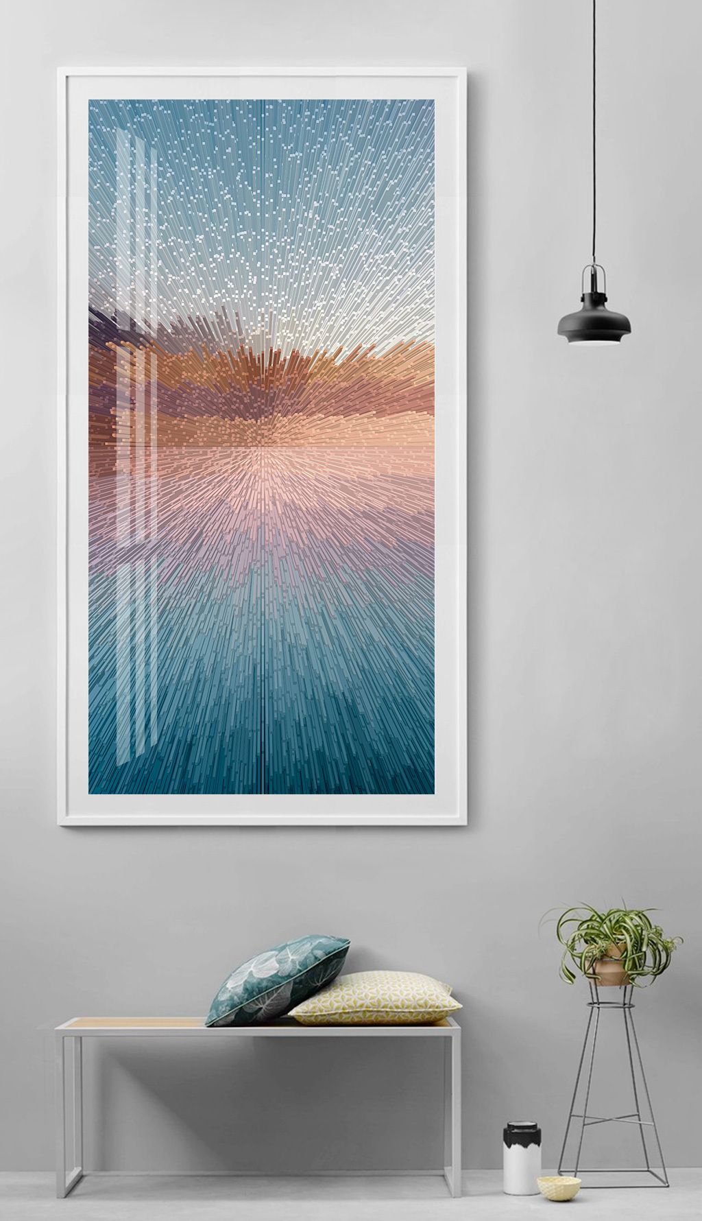 现代轻奢意境抽象艺术玄关背景墙晶钻挂画下载-编号20340754-3d玄关-