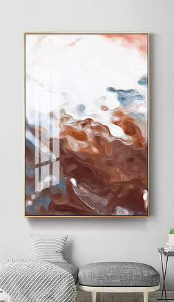 现代简约创意橙色抽象水花艺术线条客厅装饰画晶瓷画
