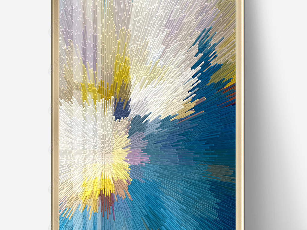 现代简约复古抽象艺术线条玄关背景装饰壁画