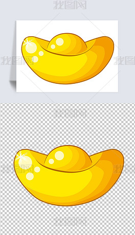 卡通金色银子元宝海报背景免扣png