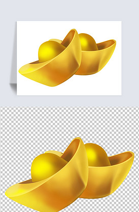 卡通金色银子元宝海报背景免扣png.