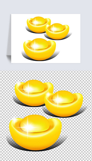 原创卡通金色银子元宝海报背景免扣png素材-版权可商用