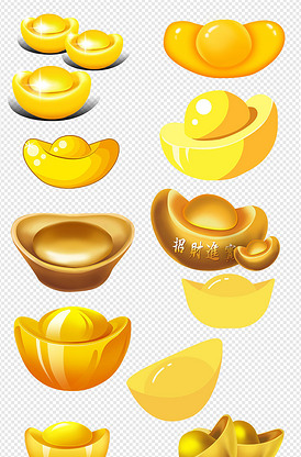 卡通金色银子元宝海报背景免扣png.