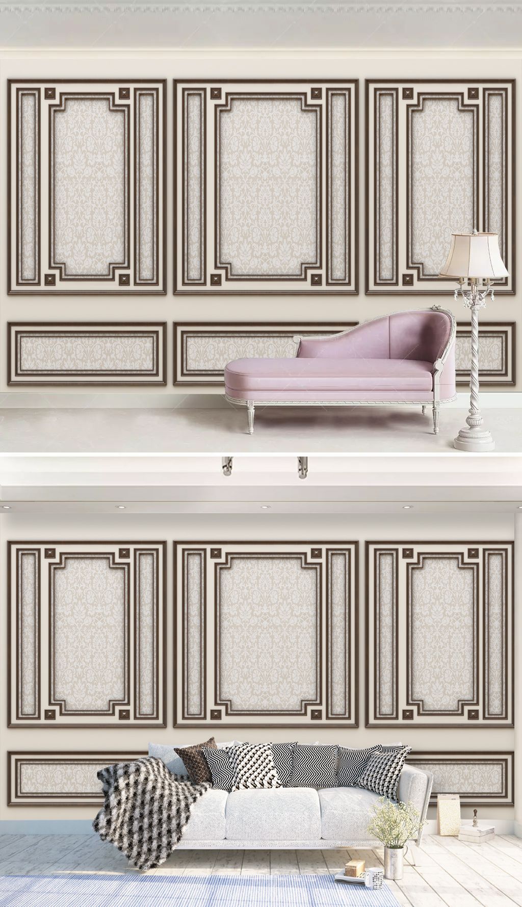 3d白色石膏浮雕欧式花纹背景墙