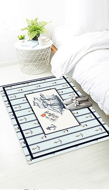 地中海风格帆船船锚床边毯地垫地毯