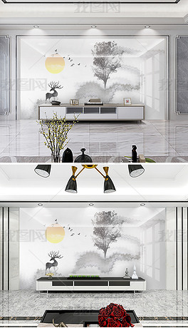 手绘纹理典雅白大理石材现代轻奢背景墙壁画