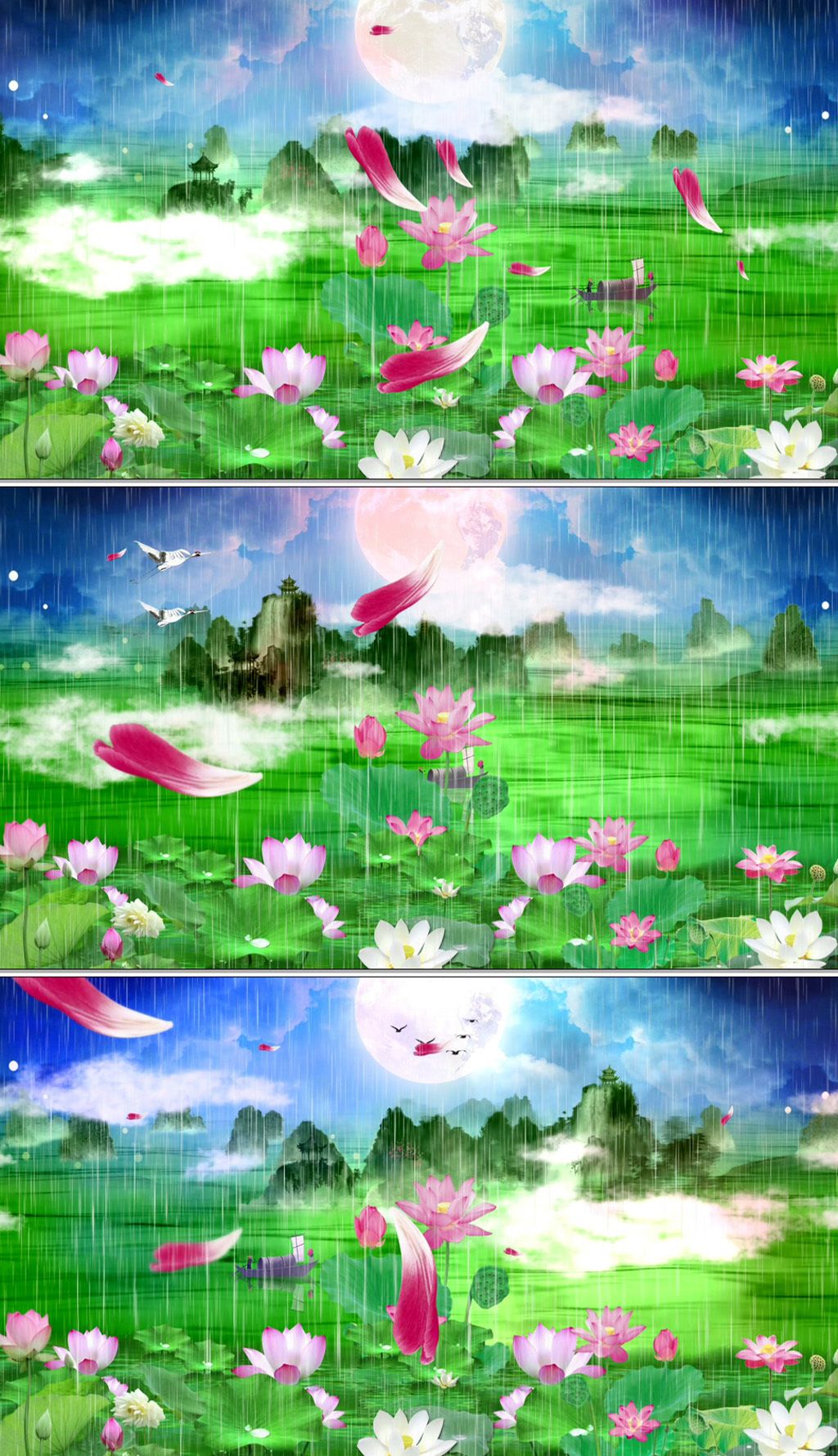 卷珠帘唯美中国风古典山水画舞台led背景