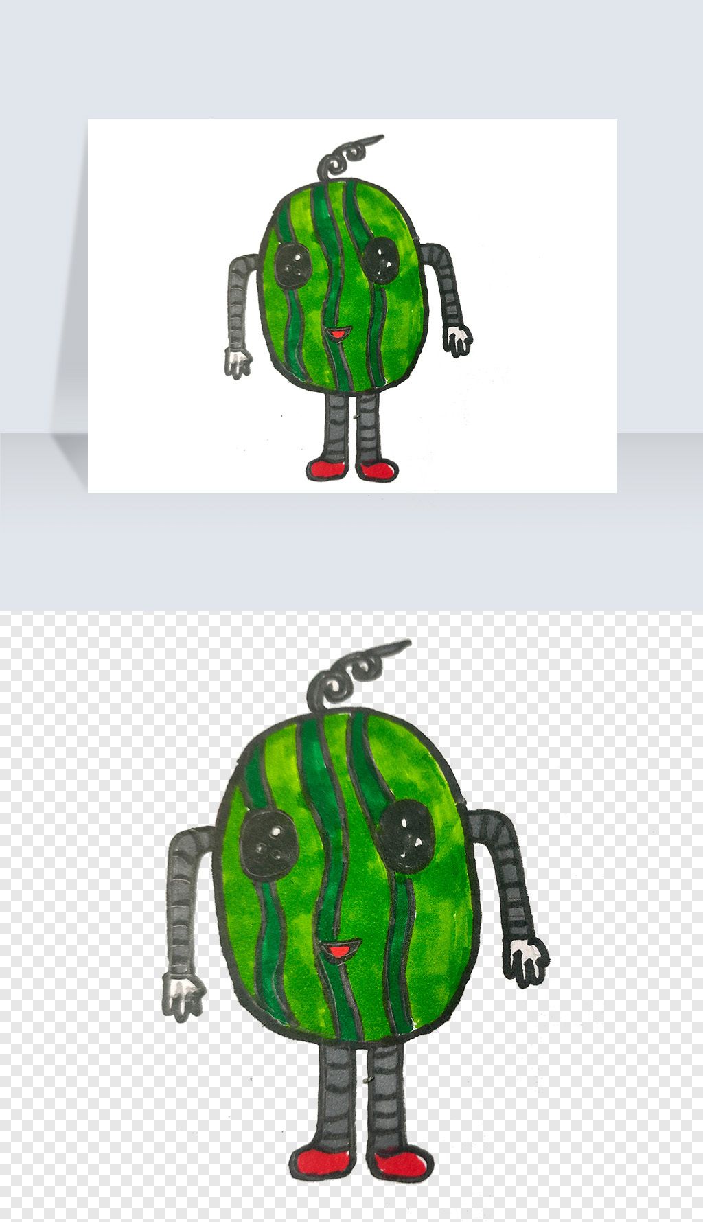 创意卡通西瓜机器人png