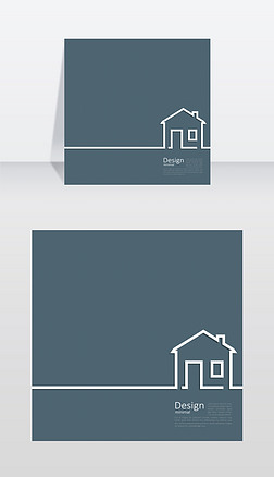 网页模板房子的标志在最小的平面风格清洁行向量