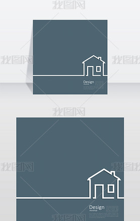 网页模板房子的标志在最小的平面风格清洁行向量