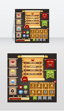 街机游戏菜单界面设计模板矢量图