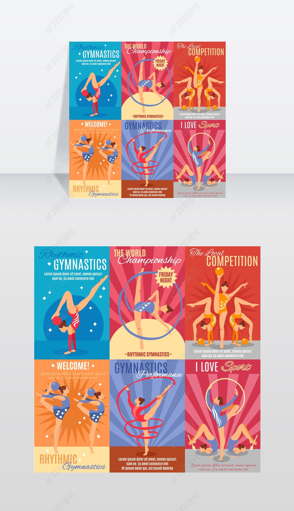 海报收集六幅艺术体操海报与广矢量下载-编号24782544-运动-我图网