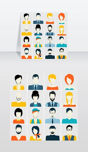 人物头像男性和女性人脸护照照片风格图标设矢量图
