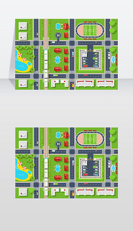 城市地图俯视图城市地图顶视图海报与道路,矢量图