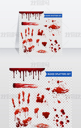 血溅真实样品透明设置血溅逼真的血迹模式设矢量图