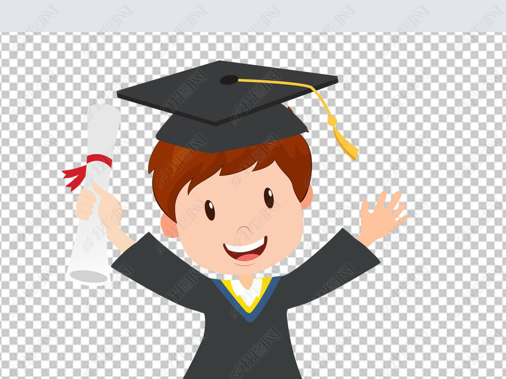 原创卡通可爱男孩幼儿园儿童毕业学生png素材版权可商用