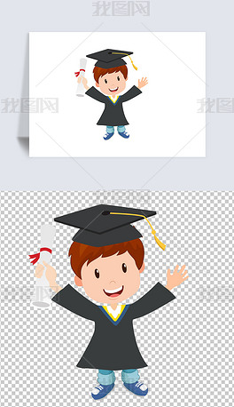 原创卡通可爱男孩幼儿园儿童毕业学生png素材版权可商用