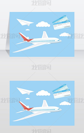 航空旅行概念飞行飞机采购产品飞机和商务旅矢量图