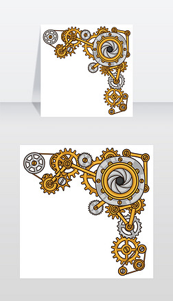 蒸汽朋克拼贴的金属齿轮涂鸦风格蒸汽朋克拼矢量图