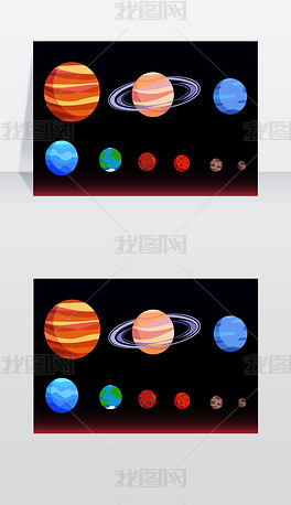 行星收集海报与一套天体矢量图