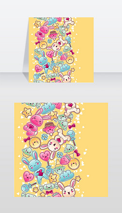 无缝卡哇伊儿童图案与可爱的涂鸦