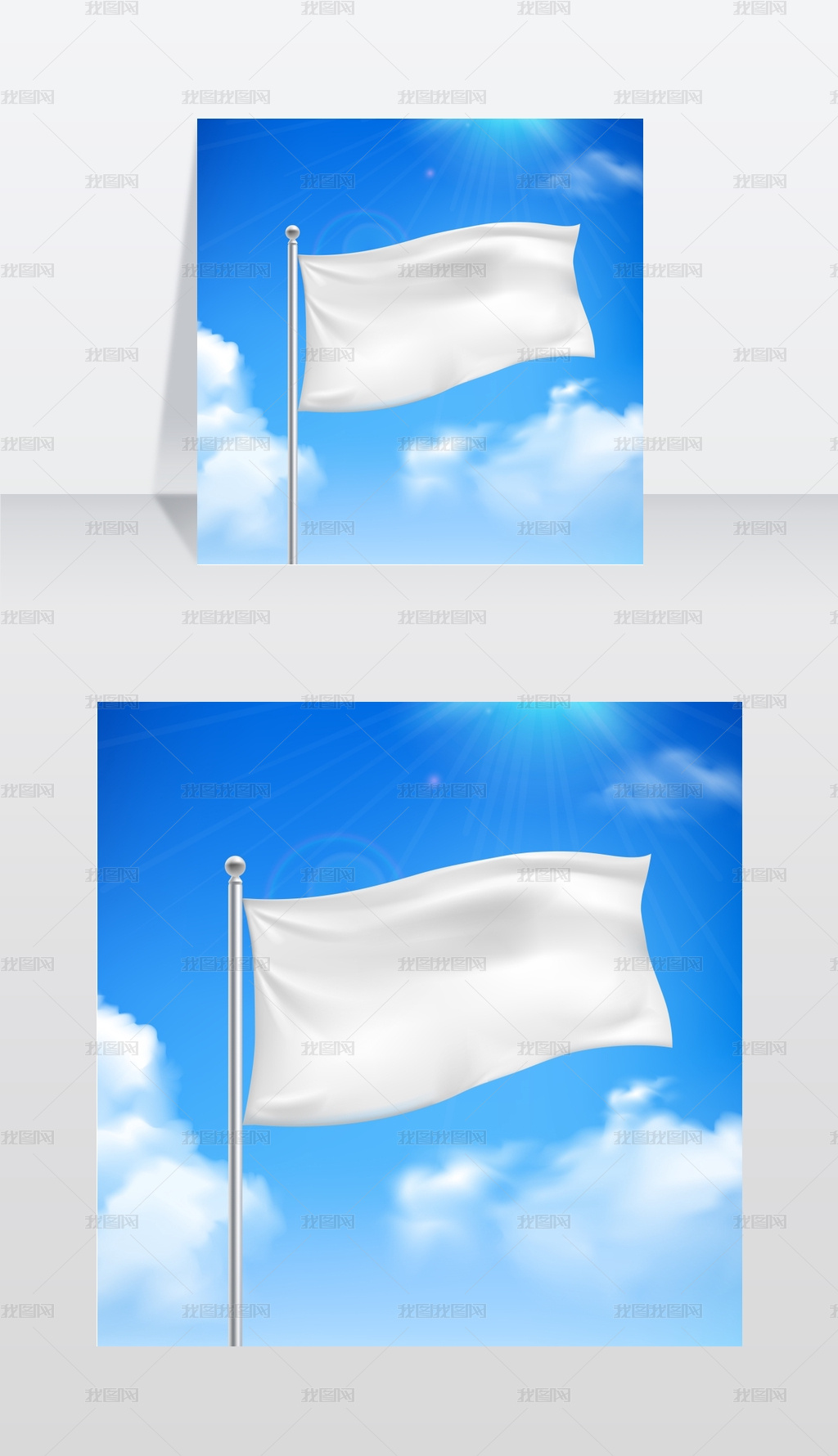 白旗蓝天背景海报白旗在蓝天的衬托下矢量图图片素材模板下载 抽象 我图网