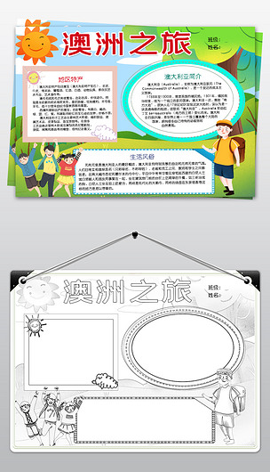 原创澳大利亚小报大洋洲地理手抄报电子小报设计版权可商用