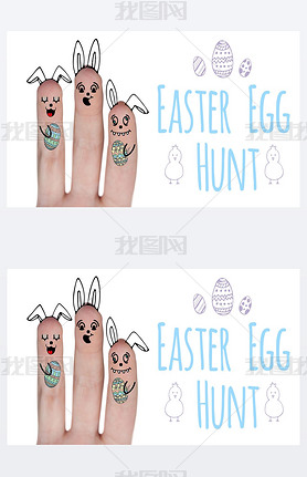 数字生成的代表复活节兔子的手指图像的合成图像
