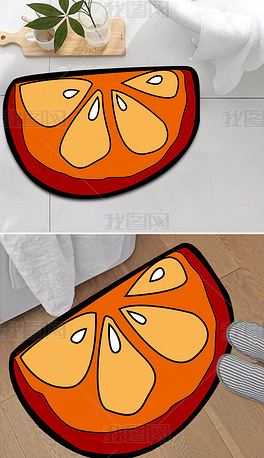 原创卡通水果可爱柚子地垫异形图案
